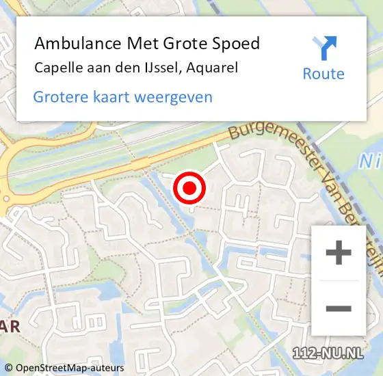 Locatie op kaart van de 112 melding: Ambulance Met Grote Spoed Naar Capelle aan den IJssel, Aquarel op 8 december 2021 12:12