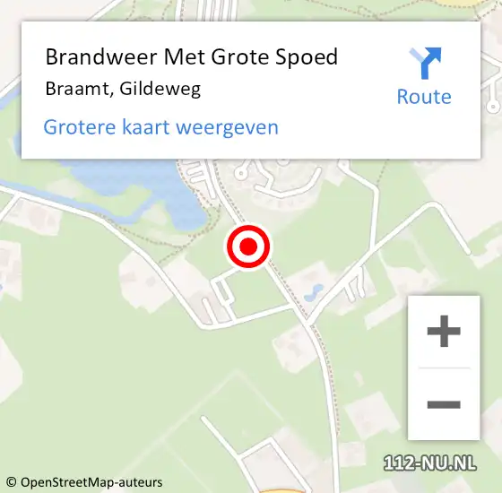 Locatie op kaart van de 112 melding: Brandweer Met Grote Spoed Naar Braamt, Gildeweg op 8 december 2021 12:38