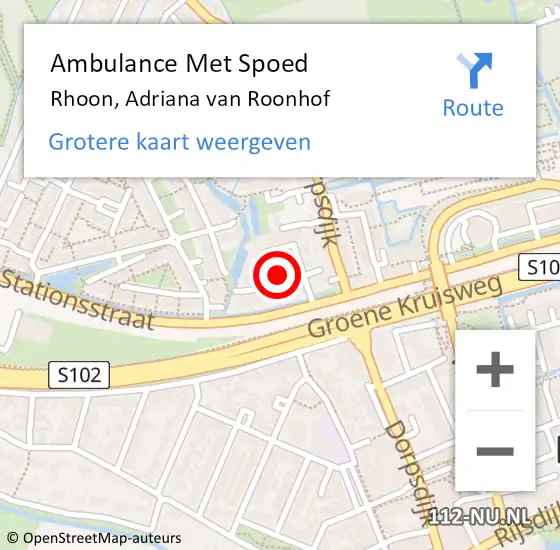 Locatie op kaart van de 112 melding: Ambulance Met Spoed Naar Rhoon, Adriana van Roonhof op 8 december 2021 12:41