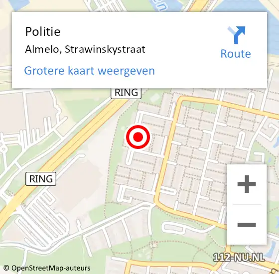 Locatie op kaart van de 112 melding: Politie Almelo, Strawinskystraat op 8 december 2021 13:03