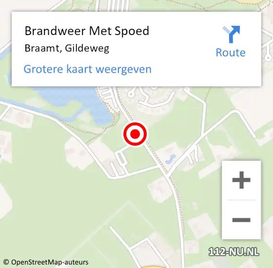 Locatie op kaart van de 112 melding: Brandweer Met Spoed Naar Braamt, Gildeweg op 8 december 2021 13:06