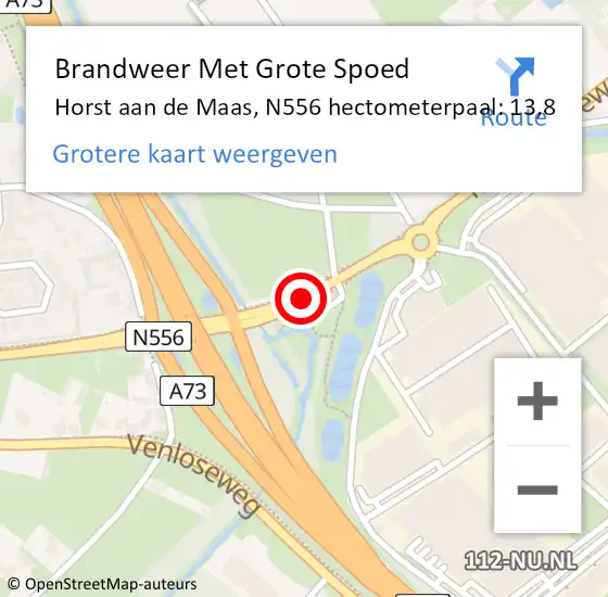 Locatie op kaart van de 112 melding: Brandweer Met Grote Spoed Naar Horst aan de Maas, N556 hectometerpaal: 13,8 op 8 december 2021 13:12