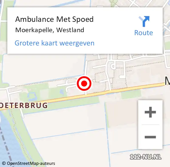 Locatie op kaart van de 112 melding: Ambulance Met Spoed Naar Moerkapelle, Westland op 8 december 2021 13:19