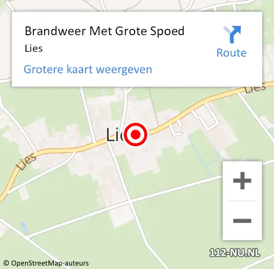 Locatie op kaart van de 112 melding: Brandweer Met Grote Spoed Naar Lies op 1 juli 2014 17:04