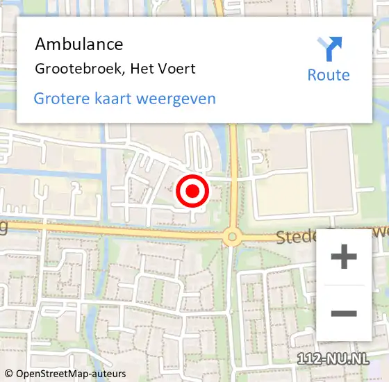 Locatie op kaart van de 112 melding: Ambulance Grootebroek, Het Voert op 8 december 2021 13:47