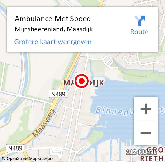 Locatie op kaart van de 112 melding: Ambulance Met Spoed Naar Mijnsheerenland, Maasdijk op 8 december 2021 13:54