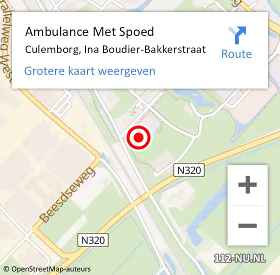 Locatie op kaart van de 112 melding: Ambulance Met Spoed Naar Culemborg, Ina Boudier-Bakkerstraat op 8 december 2021 14:03