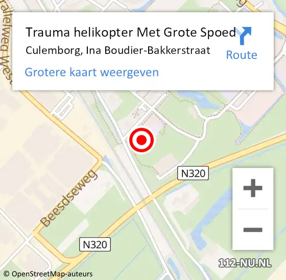 Locatie op kaart van de 112 melding: Trauma helikopter Met Grote Spoed Naar Culemborg, Ina Boudier-Bakkerstraat op 8 december 2021 14:06