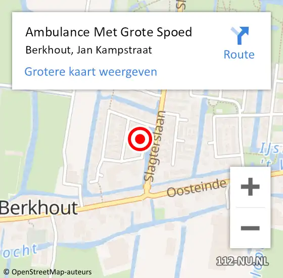 Locatie op kaart van de 112 melding: Ambulance Met Grote Spoed Naar Berkhout, Jan Kampstraat op 8 december 2021 14:06