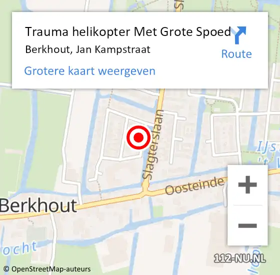 Locatie op kaart van de 112 melding: Trauma helikopter Met Grote Spoed Naar Berkhout, Jan Kampstraat op 8 december 2021 14:06