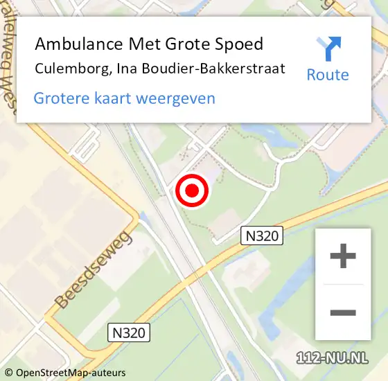 Locatie op kaart van de 112 melding: Ambulance Met Grote Spoed Naar Culemborg, Ina Boudier-Bakkerstraat op 8 december 2021 14:07