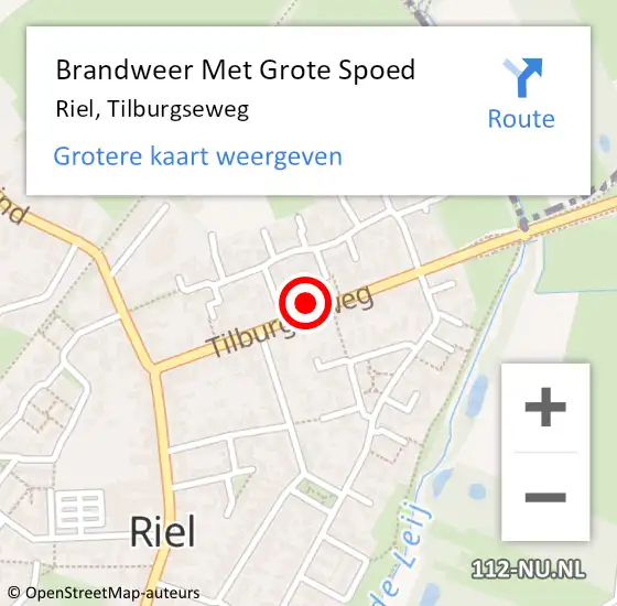 Locatie op kaart van de 112 melding: Brandweer Met Grote Spoed Naar Riel, Tilburgseweg op 8 december 2021 14:15