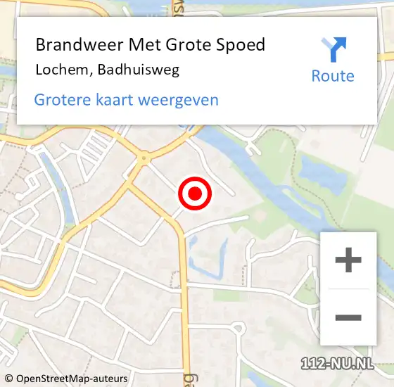 Locatie op kaart van de 112 melding: Brandweer Met Grote Spoed Naar Lochem, Badhuisweg op 8 december 2021 14:18