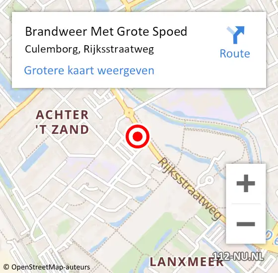 Locatie op kaart van de 112 melding: Brandweer Met Grote Spoed Naar Culemborg, Rijksstraatweg op 8 december 2021 14:27