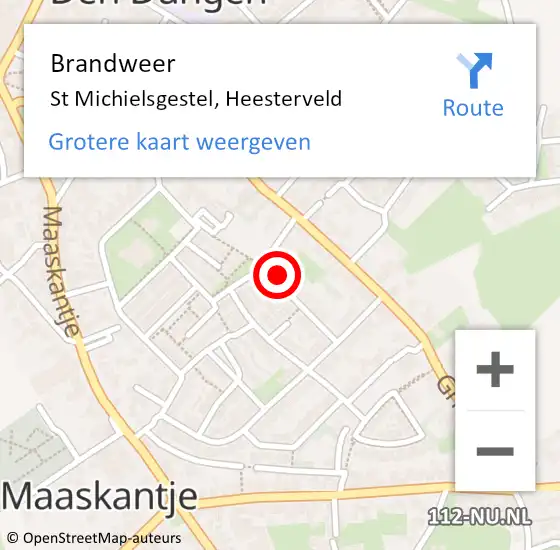 Locatie op kaart van de 112 melding: Brandweer St Michielsgestel, Heesterveld op 1 juli 2014 17:14