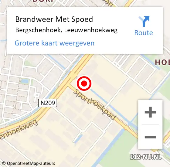 Locatie op kaart van de 112 melding: Brandweer Met Spoed Naar Bergschenhoek, Leeuwenhoekweg op 8 december 2021 14:39