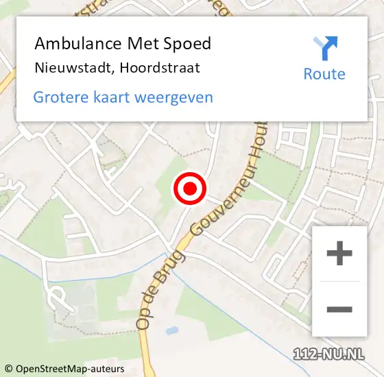 Locatie op kaart van de 112 melding: Ambulance Met Spoed Naar Nieuwstadt, Hoordstraat op 1 juli 2014 17:15