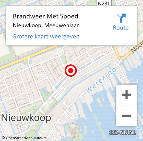 Locatie op kaart van de 112 melding: Brandweer Met Spoed Naar Nieuwkoop, Meeuwenlaan op 8 december 2021 15:17