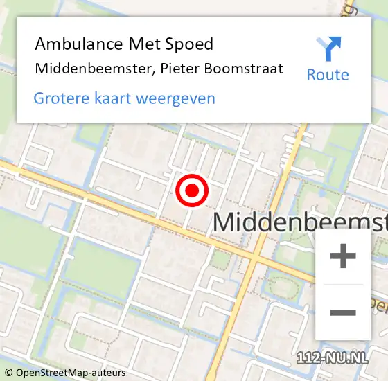 Locatie op kaart van de 112 melding: Ambulance Met Spoed Naar Middenbeemster, Pieter Boomstraat op 8 december 2021 15:22