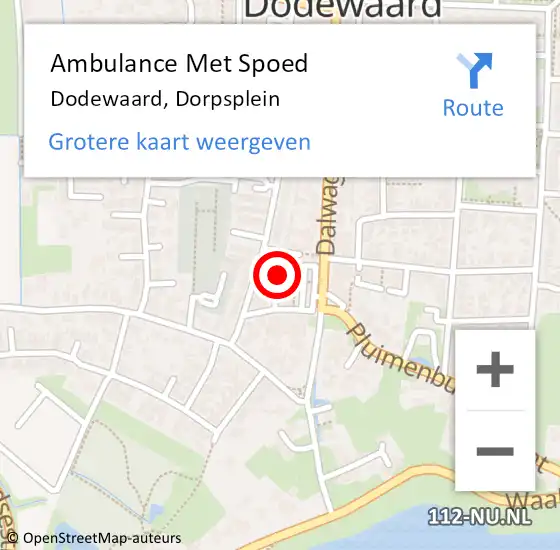 Locatie op kaart van de 112 melding: Ambulance Met Spoed Naar Dodewaard, Dorpsplein op 8 december 2021 15:43