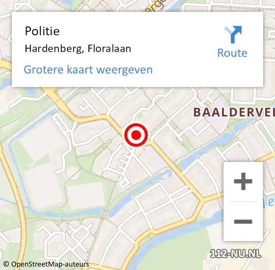 Locatie op kaart van de 112 melding: Politie Hardenberg, Floralaan op 8 december 2021 16:00