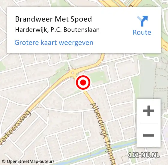 Locatie op kaart van de 112 melding: Brandweer Met Spoed Naar Harderwijk, P.C. Boutenslaan op 8 december 2021 16:17