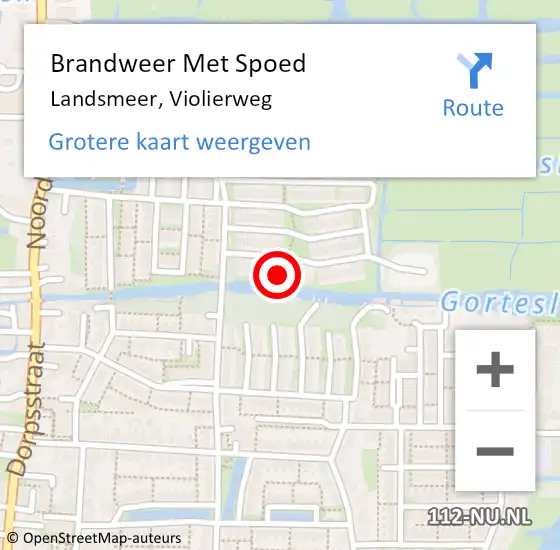 Locatie op kaart van de 112 melding: Brandweer Met Spoed Naar Landsmeer, Violierweg op 8 december 2021 16:24