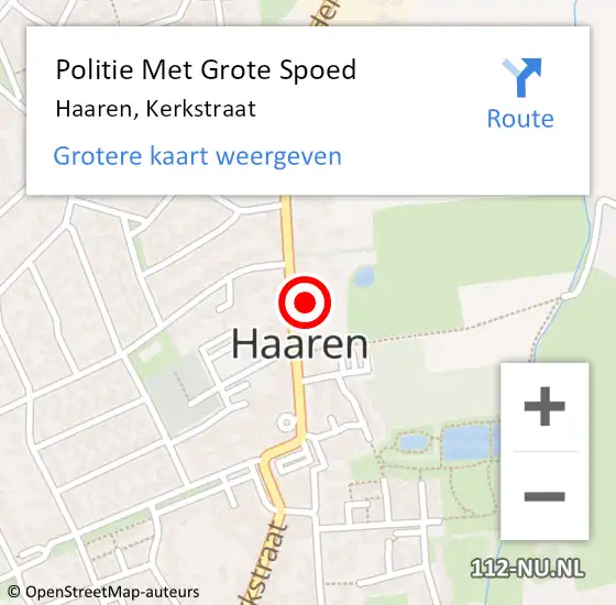 Locatie op kaart van de 112 melding: Politie Met Grote Spoed Naar Haaren, Kerkstraat op 8 december 2021 16:33