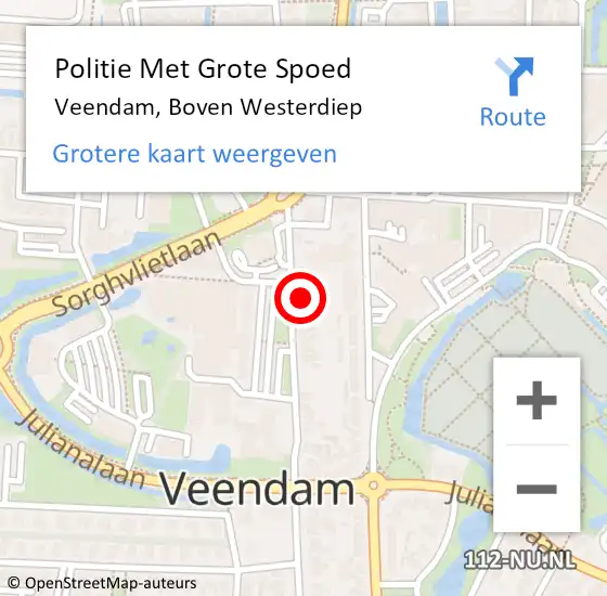 Locatie op kaart van de 112 melding: Politie Met Grote Spoed Naar Veendam, Boven Westerdiep op 8 december 2021 16:35