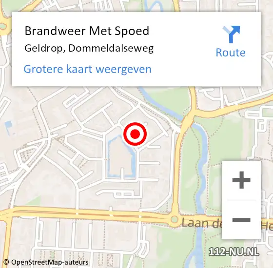 Locatie op kaart van de 112 melding: Brandweer Met Spoed Naar Geldrop, Dommeldalseweg op 8 december 2021 16:43