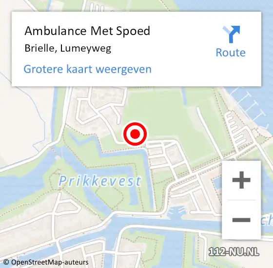 Locatie op kaart van de 112 melding: Ambulance Met Spoed Naar Brielle, Lumeyweg op 8 december 2021 16:52