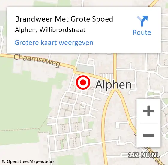 Locatie op kaart van de 112 melding: Brandweer Met Grote Spoed Naar Alphen, Willibrordstraat op 8 december 2021 17:14