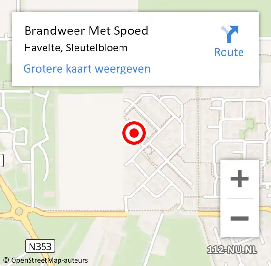 Locatie op kaart van de 112 melding: Brandweer Met Spoed Naar Havelte, Sleutelbloem op 8 december 2021 17:40