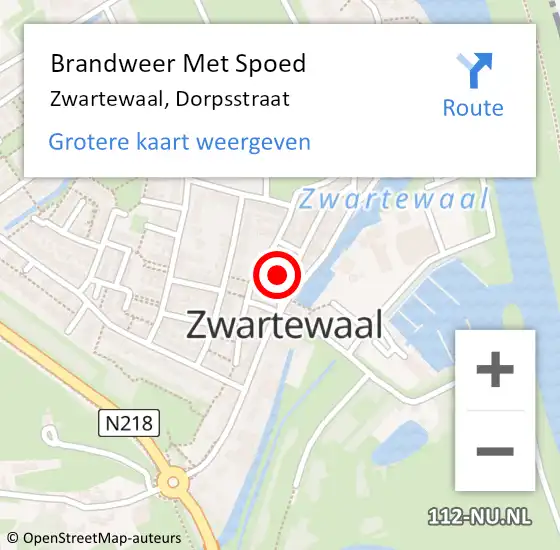 Locatie op kaart van de 112 melding: Brandweer Met Spoed Naar Zwartewaal, Dorpsstraat op 8 december 2021 17:44
