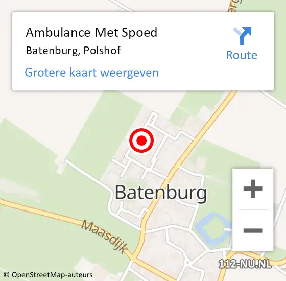 Locatie op kaart van de 112 melding: Ambulance Met Spoed Naar Batenburg, Polshof op 8 december 2021 17:45