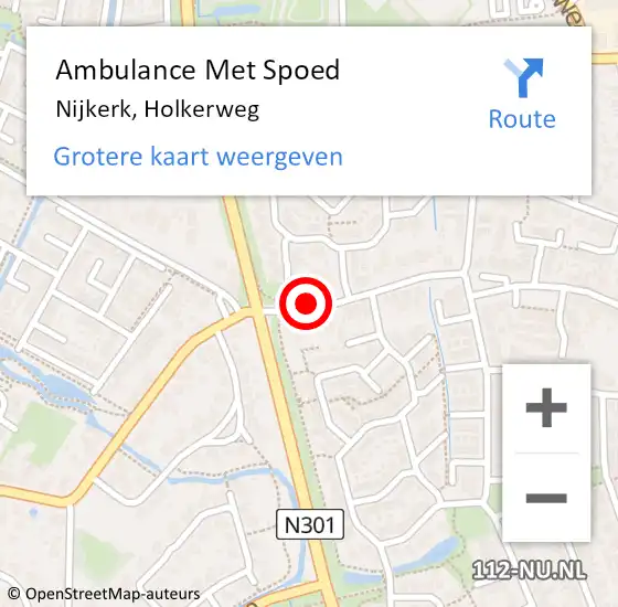 Locatie op kaart van de 112 melding: Ambulance Met Spoed Naar Nijkerk, Holkerweg op 8 december 2021 18:27