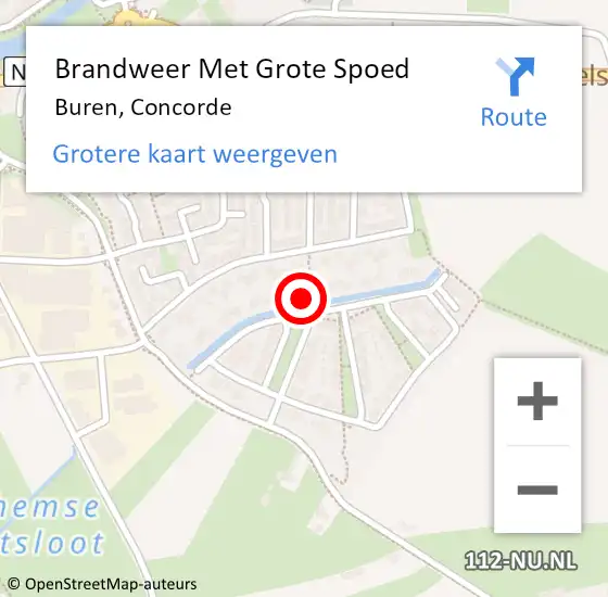 Locatie op kaart van de 112 melding: Brandweer Met Grote Spoed Naar Buren, Concorde op 8 december 2021 18:44