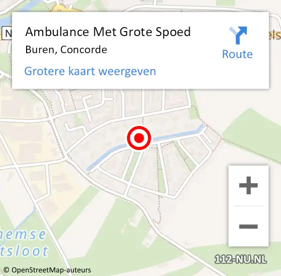 Locatie op kaart van de 112 melding: Ambulance Met Grote Spoed Naar Buren, Concorde op 8 december 2021 18:44