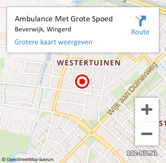 Locatie op kaart van de 112 melding: Ambulance Met Grote Spoed Naar Beverwijk, Wingerd op 8 december 2021 18:53