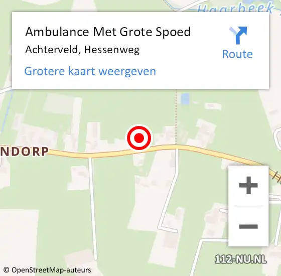 Locatie op kaart van de 112 melding: Ambulance Met Grote Spoed Naar Achterveld, Hessenweg op 8 december 2021 19:02