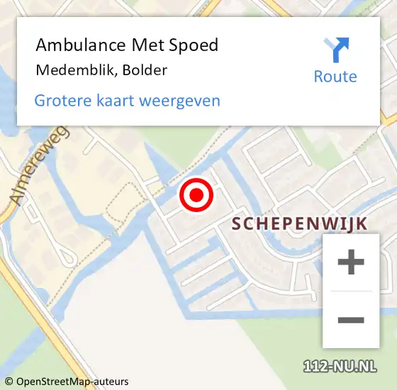 Locatie op kaart van de 112 melding: Ambulance Met Spoed Naar Medemblik, Bolder op 8 december 2021 19:16