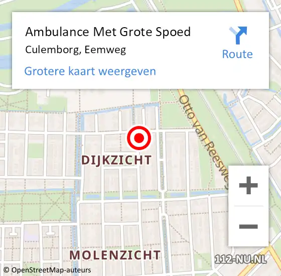Locatie op kaart van de 112 melding: Ambulance Met Grote Spoed Naar Culemborg, Eemweg op 8 december 2021 19:27