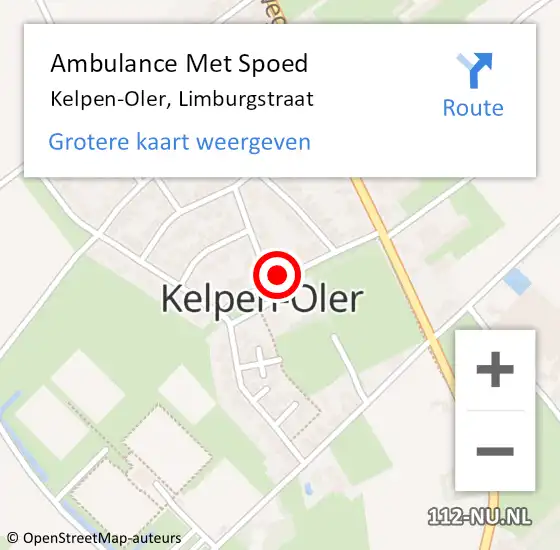 Locatie op kaart van de 112 melding: Ambulance Met Spoed Naar Kelpen-Oler, Limburgstraat op 8 december 2021 19:46