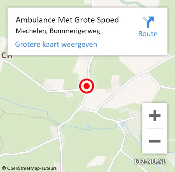 Locatie op kaart van de 112 melding: Ambulance Met Grote Spoed Naar Mechelen, Bommerigerweg op 1 juli 2014 17:45