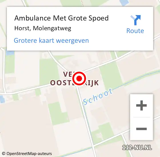 Locatie op kaart van de 112 melding: Ambulance Met Grote Spoed Naar Horst, Molengatweg op 1 juli 2014 17:46