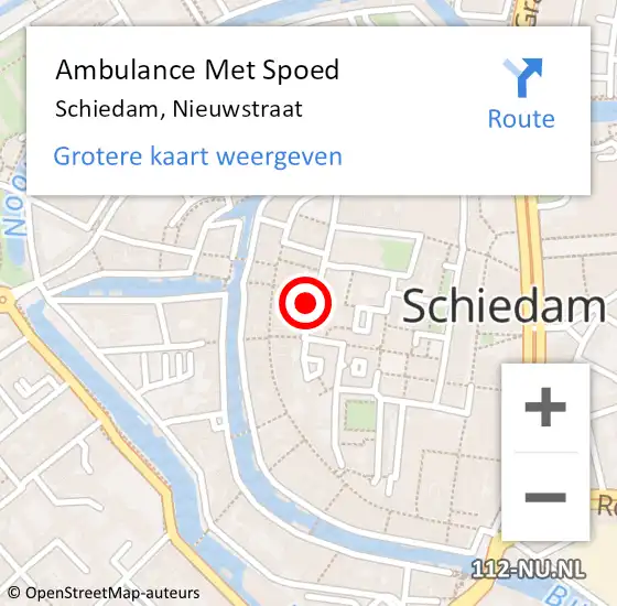 Locatie op kaart van de 112 melding: Ambulance Met Spoed Naar Schiedam, Nieuwstraat op 8 december 2021 20:35