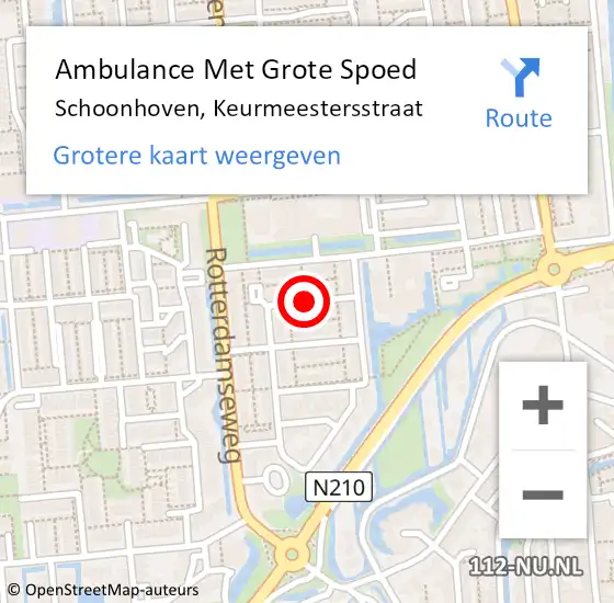 Locatie op kaart van de 112 melding: Ambulance Met Grote Spoed Naar Schoonhoven, Keurmeestersstraat op 8 december 2021 20:36