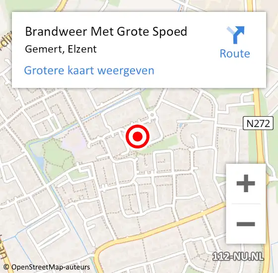 Locatie op kaart van de 112 melding: Brandweer Met Grote Spoed Naar Gemert, Elzent op 8 december 2021 21:02