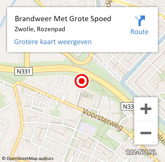 Locatie op kaart van de 112 melding: Brandweer Met Grote Spoed Naar Zwolle, Rozenpad op 8 december 2021 21:17