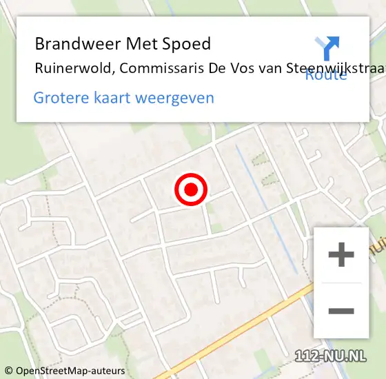 Locatie op kaart van de 112 melding: Brandweer Met Spoed Naar Ruinerwold, Commissaris De Vos van Steenwijkstraat op 8 december 2021 22:00